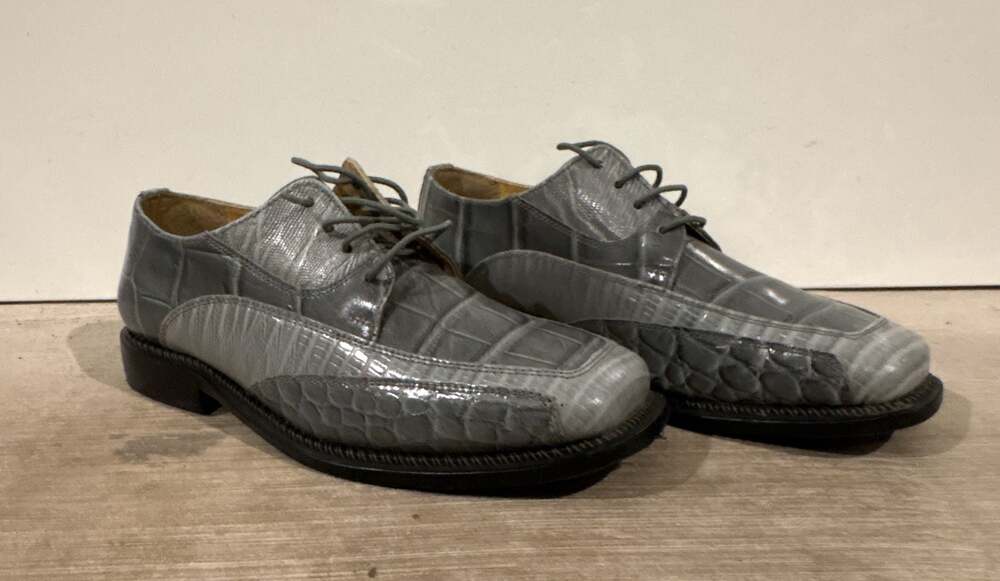 LibertyZeno Lucifer Men's Silver Crocodile Print Dress Shoes Size 7